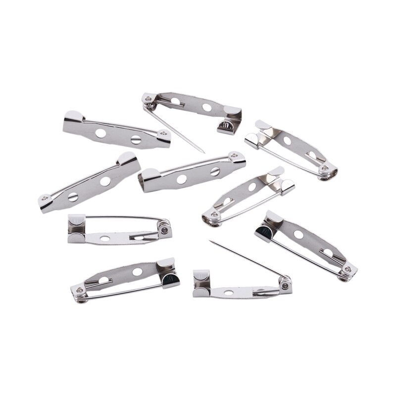 10 Brooch Bar Backs Safety Pins Catch Findings Small 25mm: Default Title