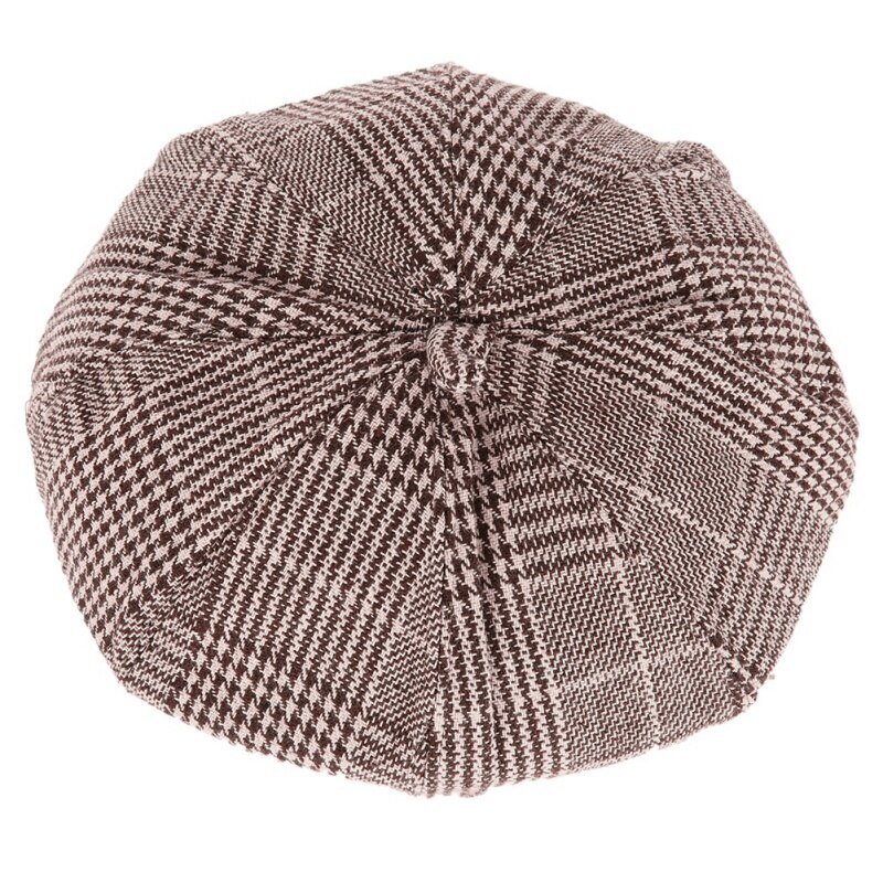 Utomhus dam höst vinter hatt kaffe färg stilig pläd sport löpning retro brittisk målare hatt pumpa jacka basker