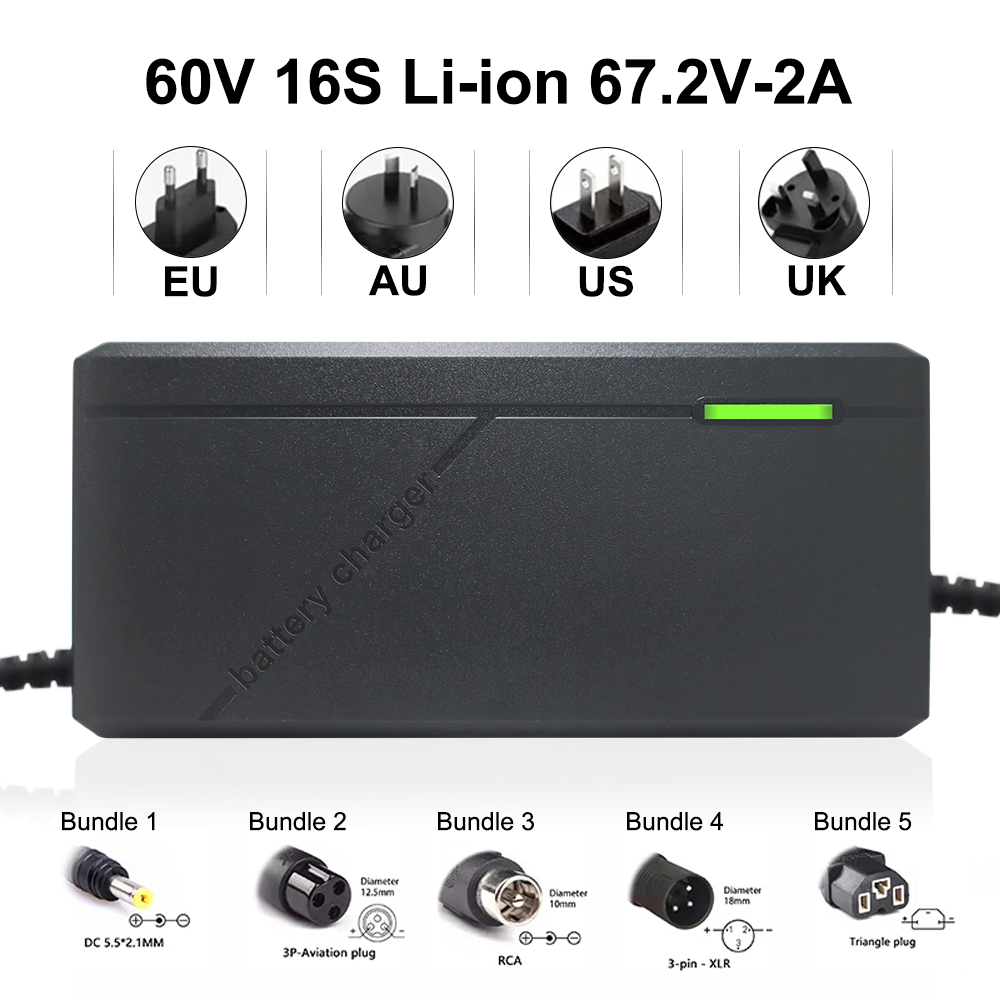 67.2v 2a 3a 5a 16s 60v li-ion-akkupakkaus laturi älykäs suojaus lähtöportti dc/aviation/rca/xlr/kolmioliitin: Tummanharmaa / Nippu 4 / Uk