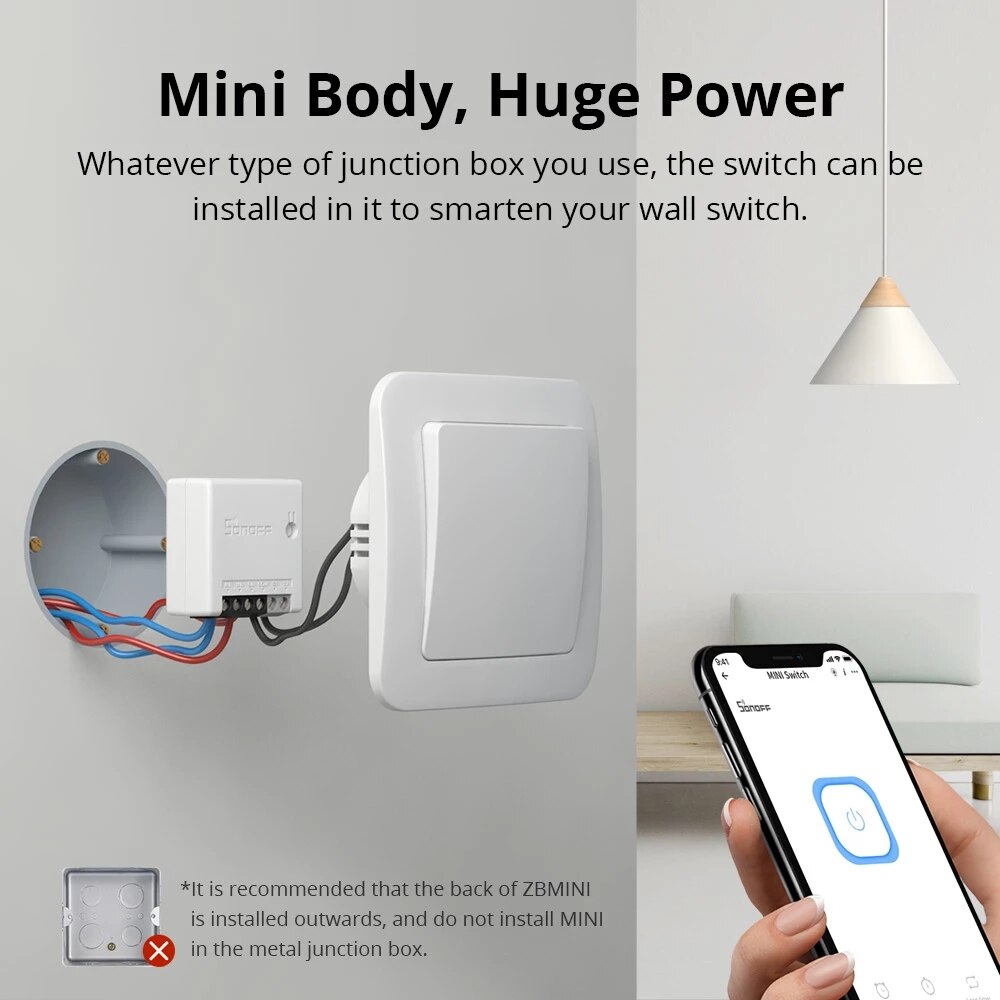 SONOFF-interruptor inteligente ZB MINI Zigbee 3,0, interruptor de dos vías, Control remoto por aplicación, funciona con Smartthing/ Hue Hub/ SONOFF ZB Bridge