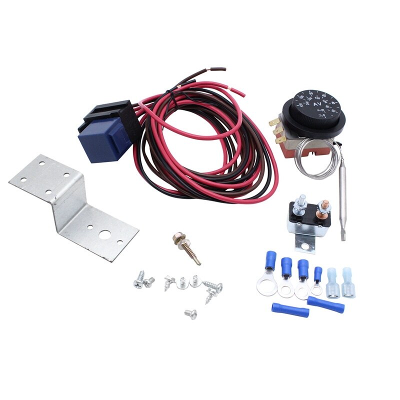 40A Auto Adjustable Electric 12V Radiator Fan Thermostat Control Relay Wire Kit for Car Truck