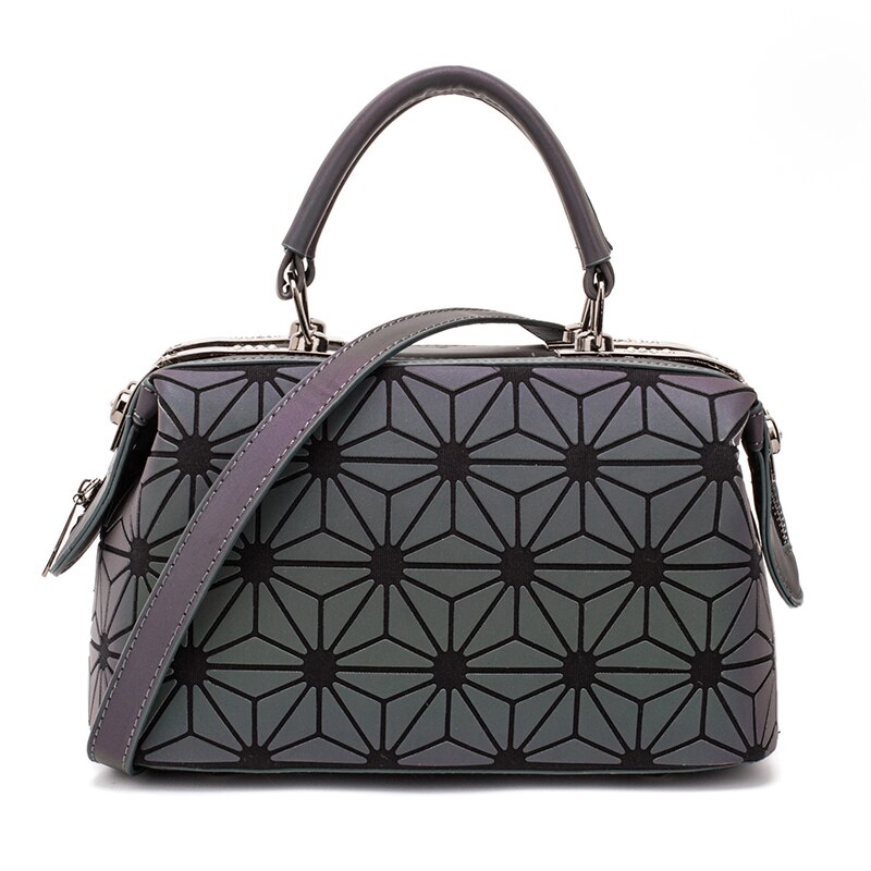 Diomo luminous geometric damhandväskor kudde axelväska boston handväska crossbody-väska för kvinnor o: Lysande blomma 2
