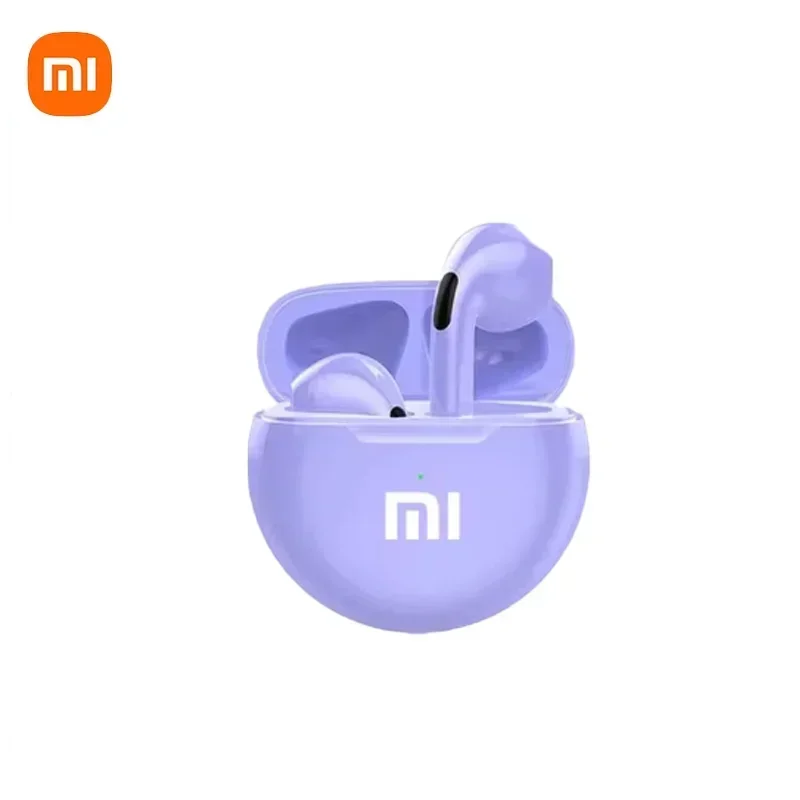 Xiaomi pro 6 äkta trådlösa hörlurar bluetooth 5.2- hörlurar tws spelstereo brusreducering tung bas mini in-ear-hörlurar: Lila