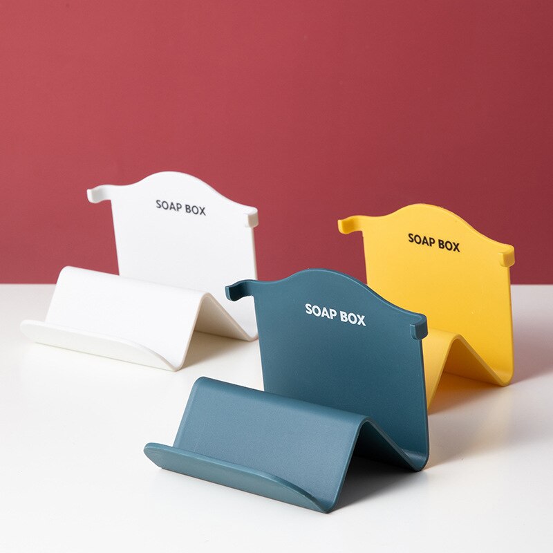 Wall mounted Soap Box Plastic Soap Holder Dish Bathroom Storage Plate Tray Case Rack Soap Sponge Holder for Kitchen