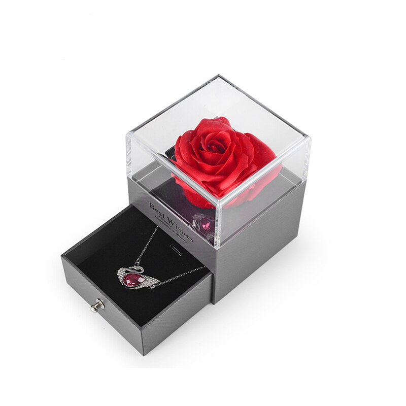 Eeuwige Rose Bloem Met Ring Box Mooie Opbergdoos Sieraden Doos Voor Bruiloft Valentijnsdag Moederdag meisje Vrouw Gif