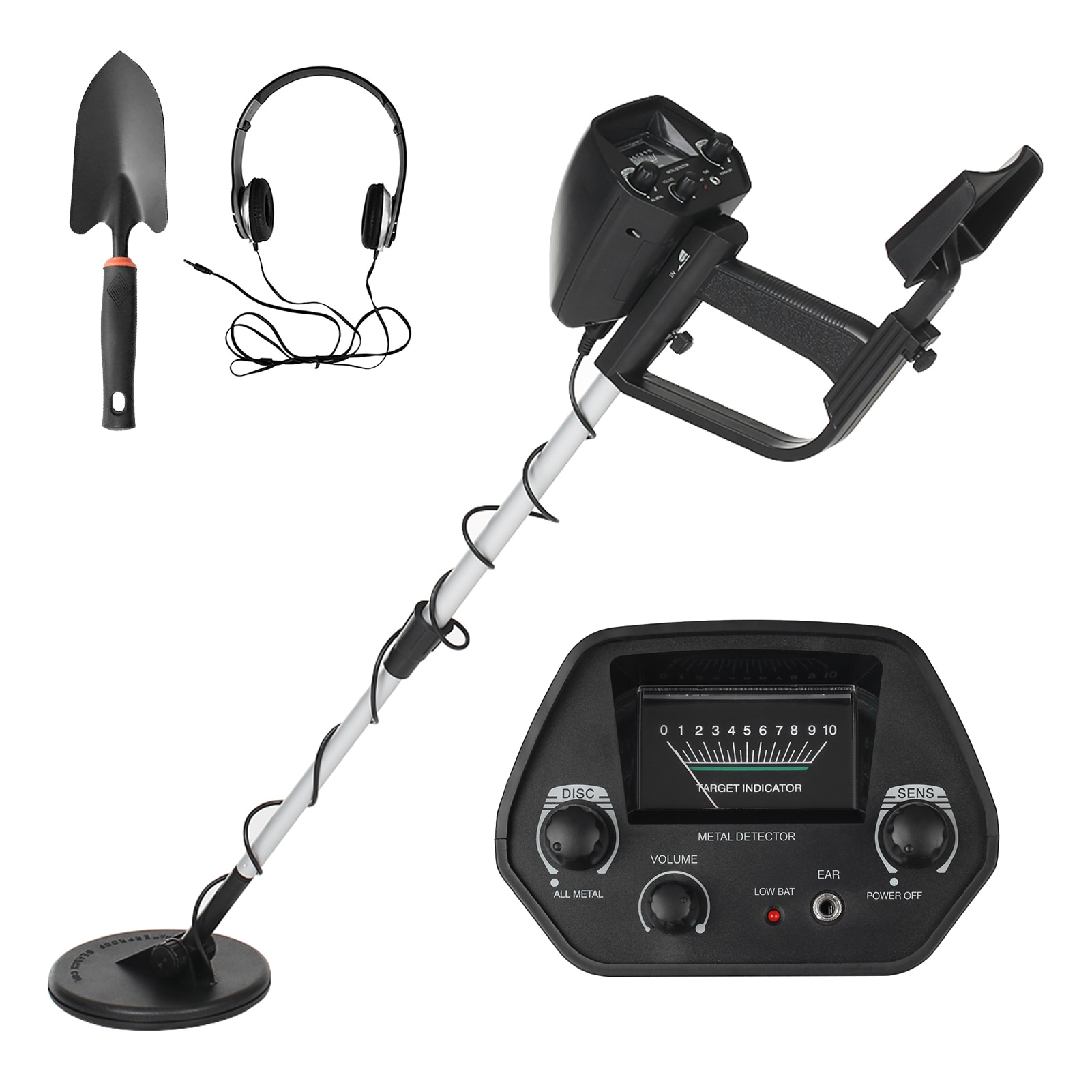 Meterk MD4030 Pinpointer Metal Detector Gold Detector Treasure Hunter FinderTracker Electronic Measuring Instrument: Headphones Shovel