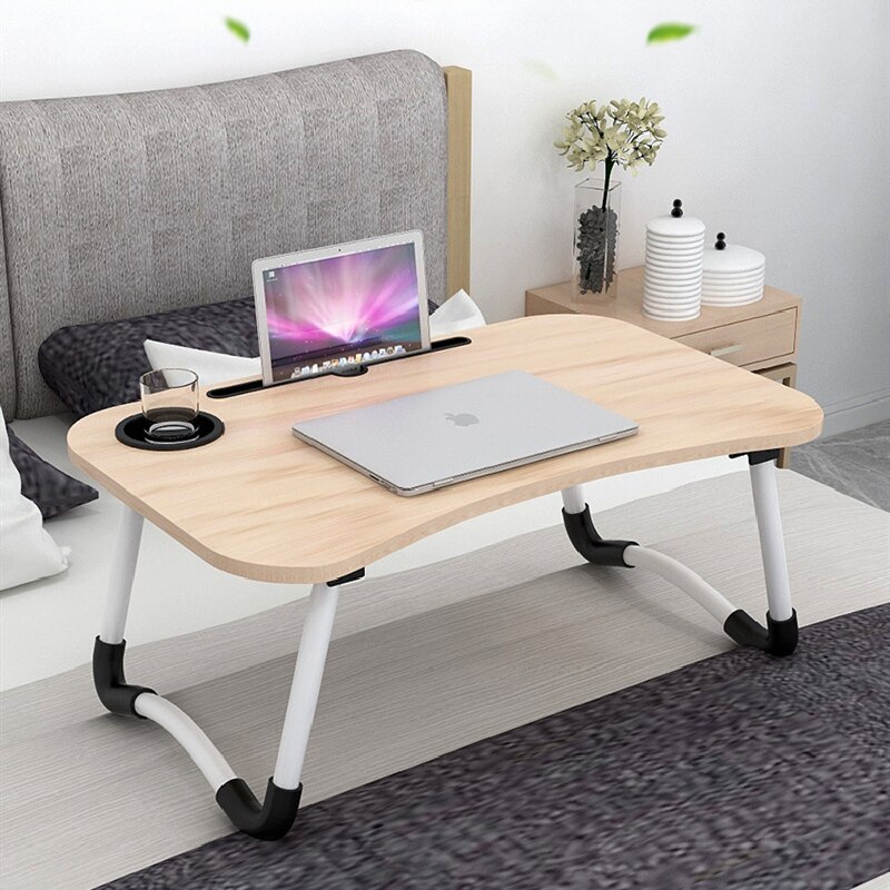 Mesa plegable para ordenador portátil con agujero en la ranura, escritorio portátil para cama, sofá, mesa de estudio