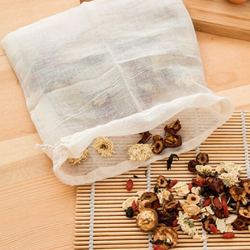 Cotton Drawstring Chinese Medicine Bag Kitchen Soup Reusable Strainer Filter Bags Tea Infuser Food Grade Spice Filters Teabags