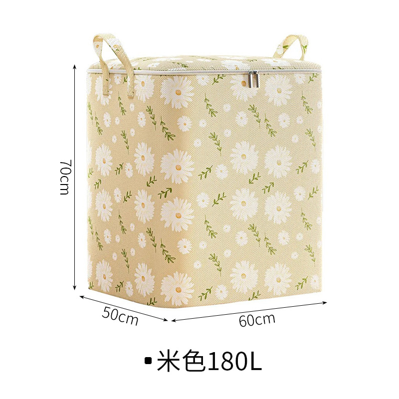 Large capacity household non-woven storage bag quilt clothing storage box wardrobe portable moving bag storage box with handle: army green