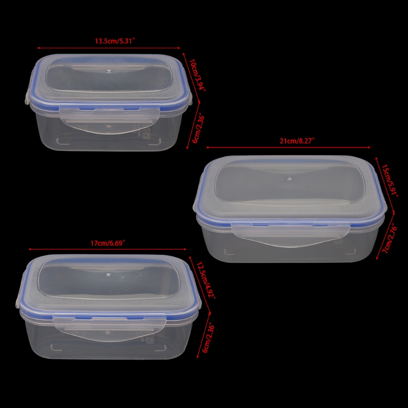 Plastic Kitchen Storage Boxes Lunch Box Rectangle Fruit Food Storage Container Lunch Box Airtight Seal With Lid