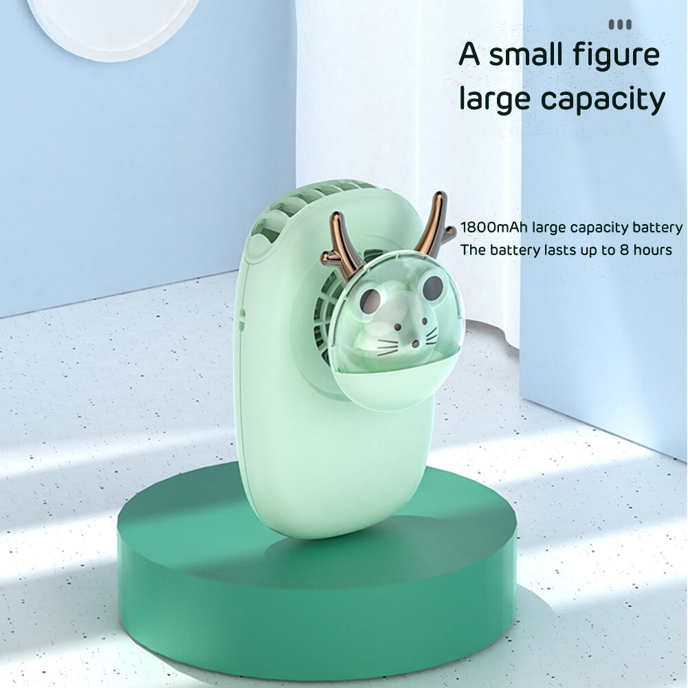 Hanging Neck Fan Cute Cartoon Pet Hand-held Leafless Waist Fan Low Noise