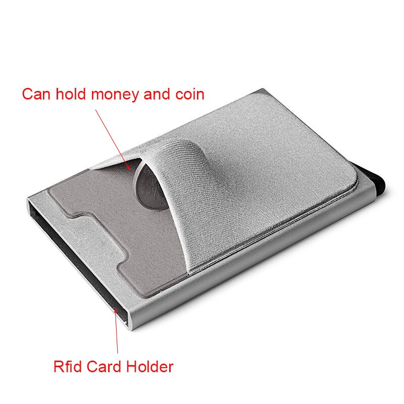 Pop Up Card Mannen Portemonnee Kleine Slanke Aluminium Metalen Portefeuilles Mini Secret Rfid Blocking Mannelijke Portemonnee Portemonnee walet