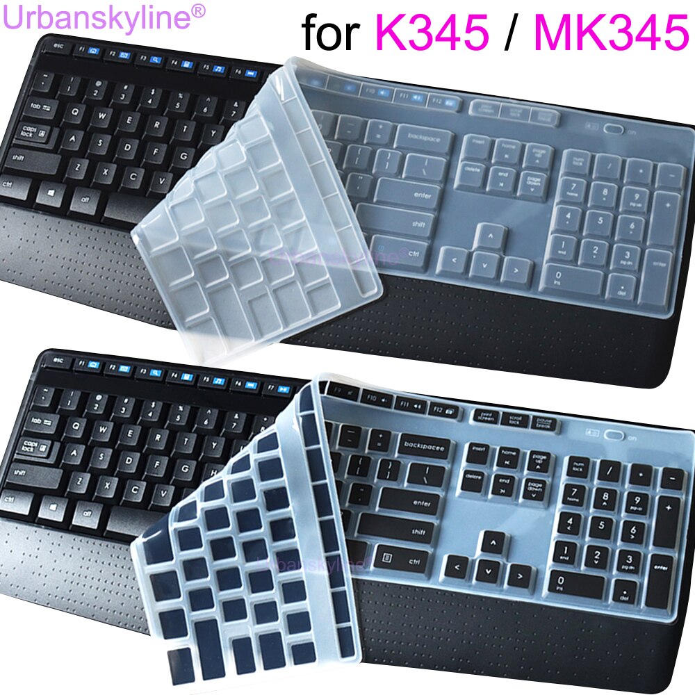 MK345 Keyboard Cover for Logitech K345 MK345 Protective Protector Skin Case Black Clear Silicone TPU Skin Computer