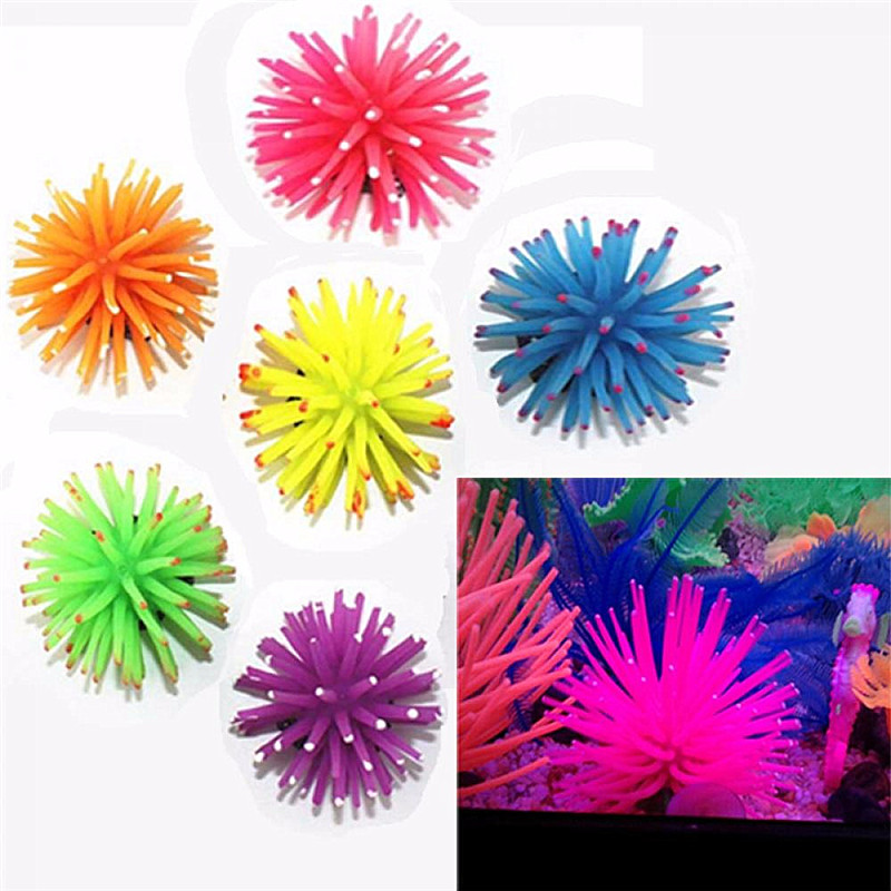 Sucker Coral Aquarium Artificial Coral Plant Glowing Artificial Jellyfishes Underwater Landscape Fish Tank Aquarium Accessories