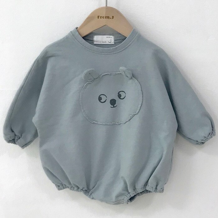Primavera Outono urso bonito bodysuits para meninos e meninas do bebê puro algodão de manga longa macacões roupas
