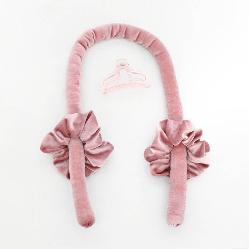 Bigoudi sans chaleur pour cheveux, ensemble de 3 pièces de produits de beauté bouclés, fer à friser en velours, outils de coiffure magiques: Pink