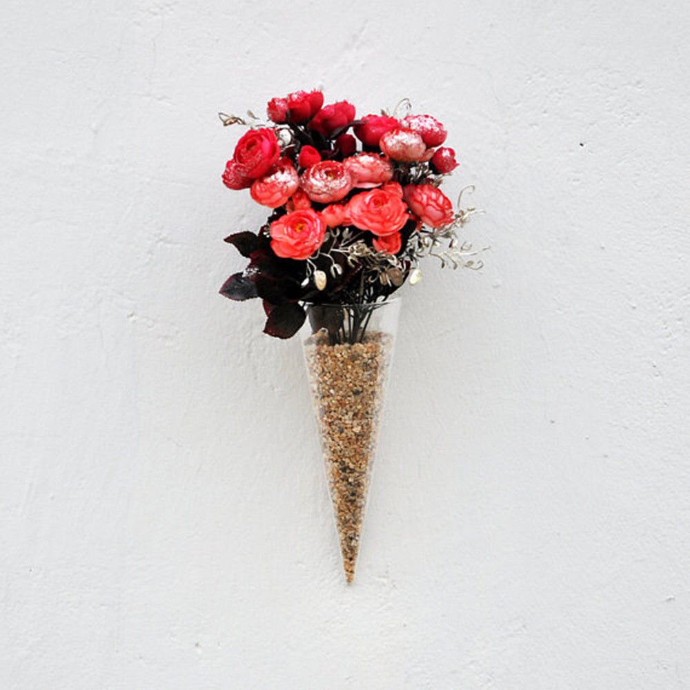 CSS Cone Hanging Glass Flower Planter Vase Terrarium Container Home Garden Decor