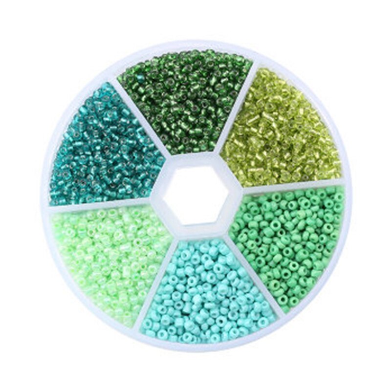 Boxed 2mm Glass Seed Beads Pendant Crystal Gasket Glass Beads for Jewelry Making DIY Handmade Accessories: Green Series