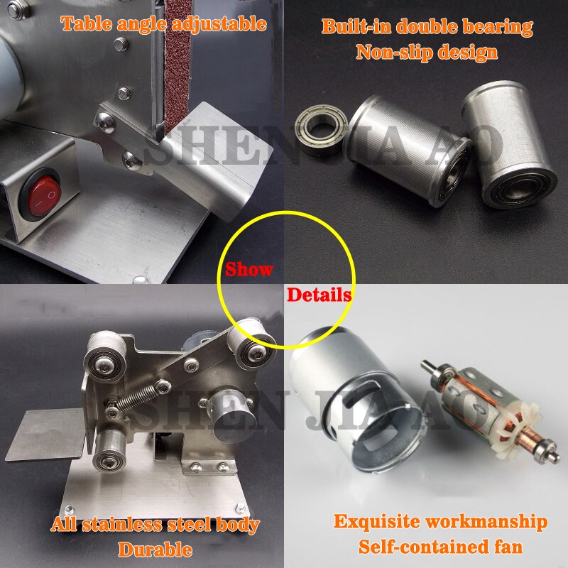 Small Mini Belt Machine Stainless Steel DIY Belt Grinding And Polishing Machine Desktop Fixed Angle Sharpening Machine 110-220V