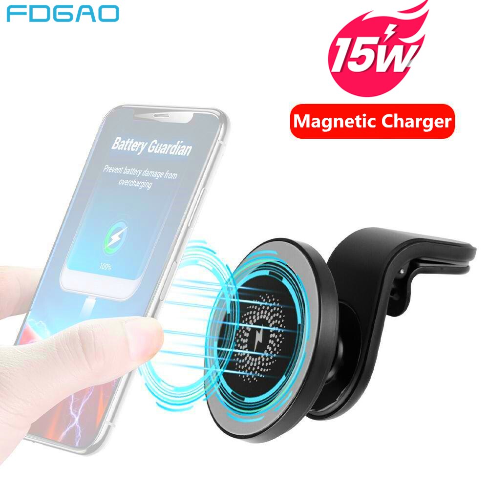 15W Magnetische Wireless Car Charger Qi Opladers Voor Iphone 12 Pro Max Mini 11 Xs Xr X 8 Samsung telefoon Houder Snelle Laadstation