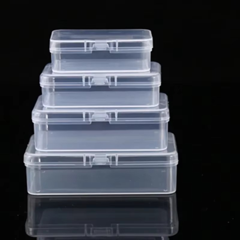 Mini Plastic Rectangular Storage Box Translucent Packing Box Dustproof Durable Strong Jewelry Storage Case Container: L / black