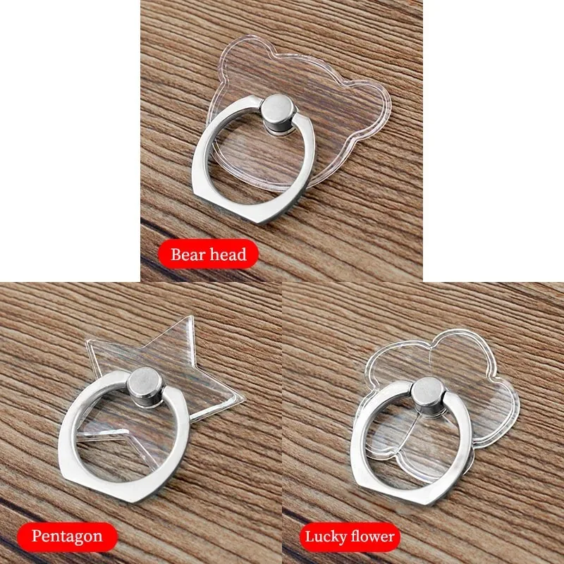 Transparent Cell Phone Ring Holder Stand 360° Degree Rotation Clear Finger Grip Kickstand Compatible iPhones or Phone Case: Sapphire