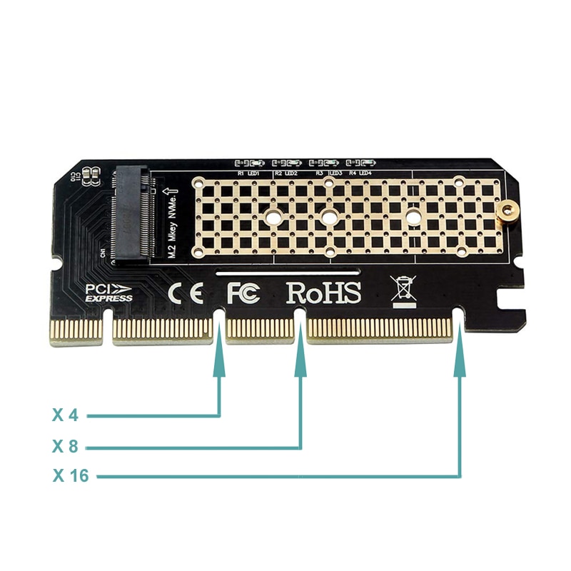 M.2 SSD NVME PCIe Gen3 X4 X8 X16 Adapter Kaart, M Sleutel M2 NVMe AHCI 2230 2242 2260 2280 SSD PCIe 3.0 Converter w/Thermische Pad