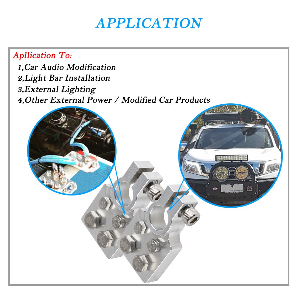 1 Pair Multi-Connection Marine Battery Terminals Flat Battery Clamps Lead Fit 4/0 Awg Lugs Positive Negative