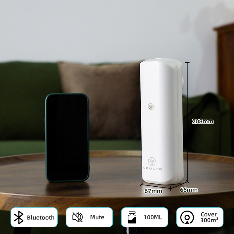 Nome STE-Difusor pequeno do óleo aromático com controle de Bluetooth, estilo do soquete, dispositivo do ambientador para a casa e o toalete