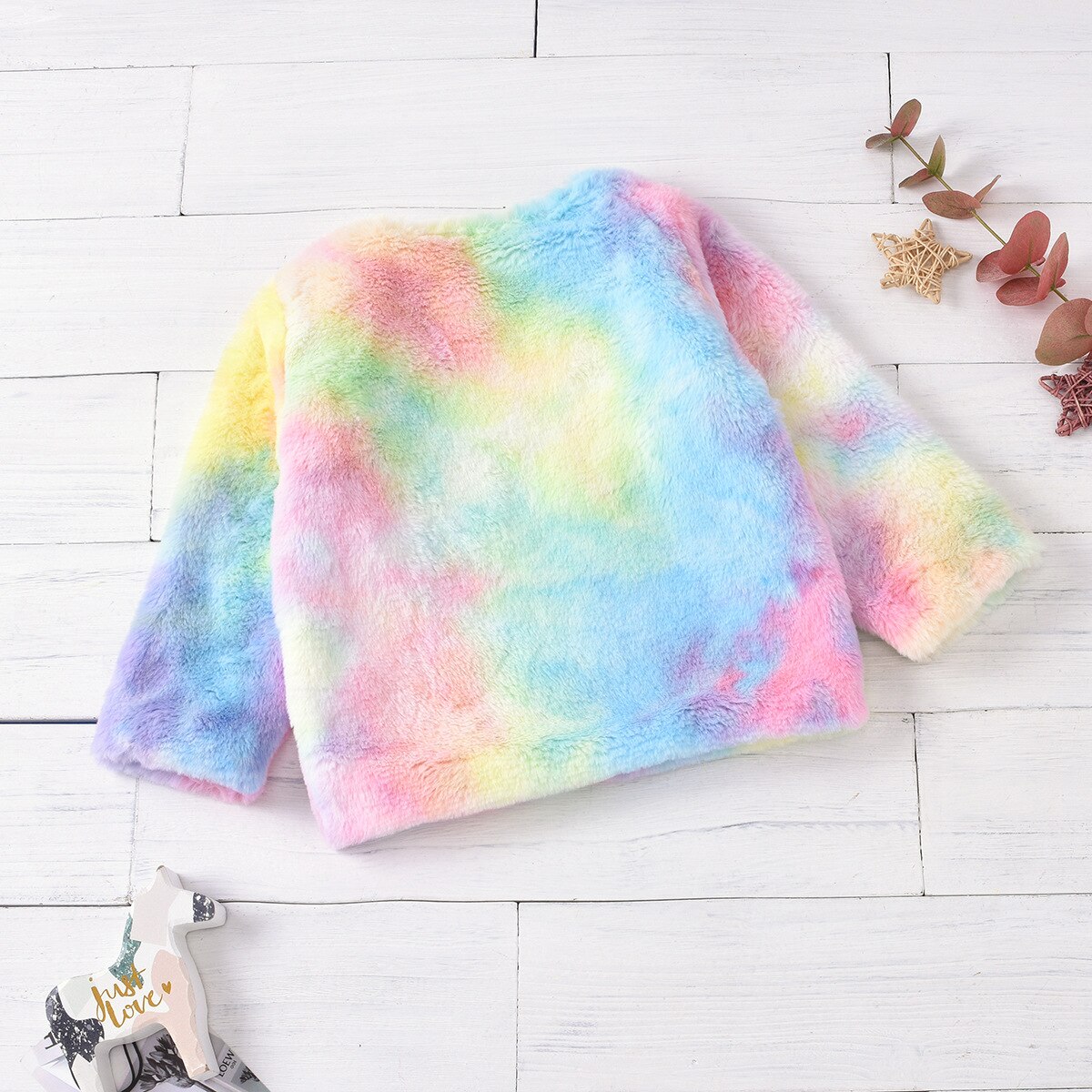 Kids Coral Fleece Jas Winter Warmer Baby Meisje Tie Dye Jassen Zachte Lange Mouw Pluche O Hals Zip Up Bovenkleding dikker Kleding