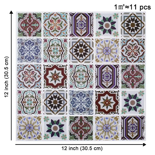 EasyTiles Premium Peel and Stick Tiles Talavera Mexican 3D Mosaic Backsplash Sticker For Kitchen Bathroom Decor - 1 Sheet: T80726