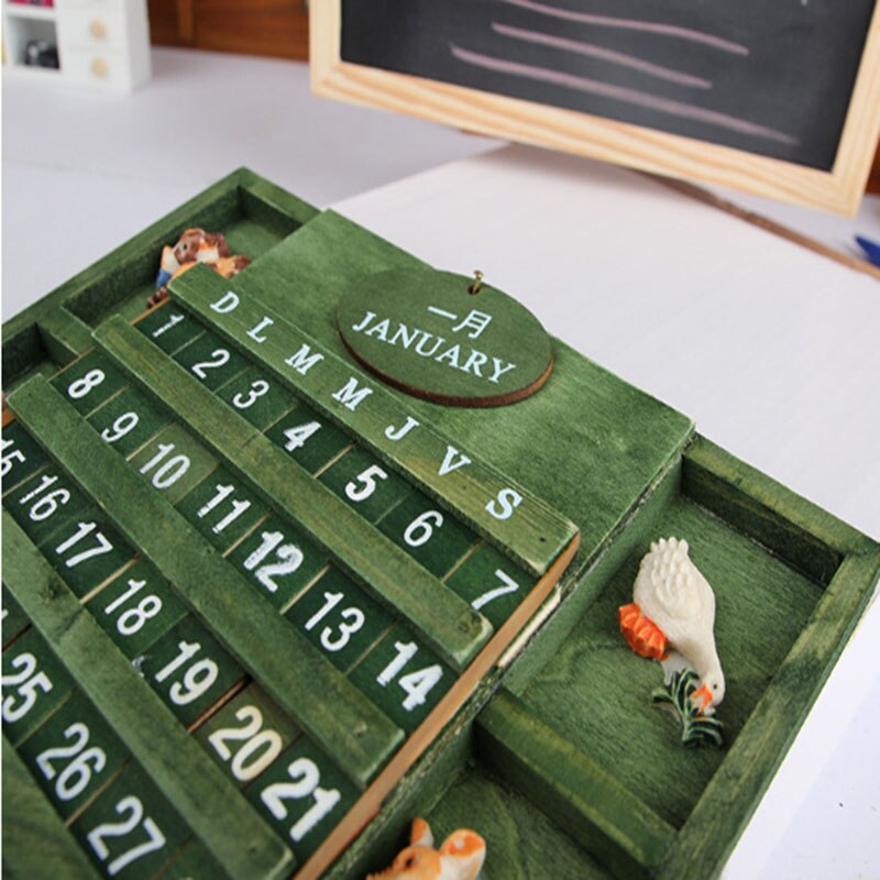 Wooden Decoration Calendar Board Quiz Puzzles DIY Dates Permanent Calendar Home Office School Classroom Stationery
