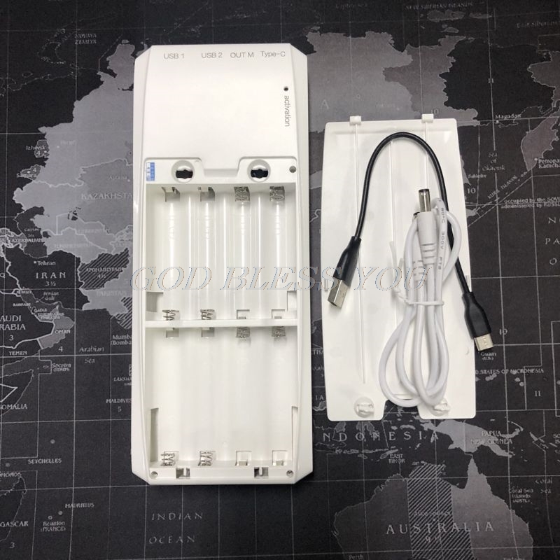 (No Battery) QD188-PD Dual USB QC 3.0 + Type C PD DC Output 8x 18650 Batteries DIY Power Bank Box Holder Case Fast Charger
