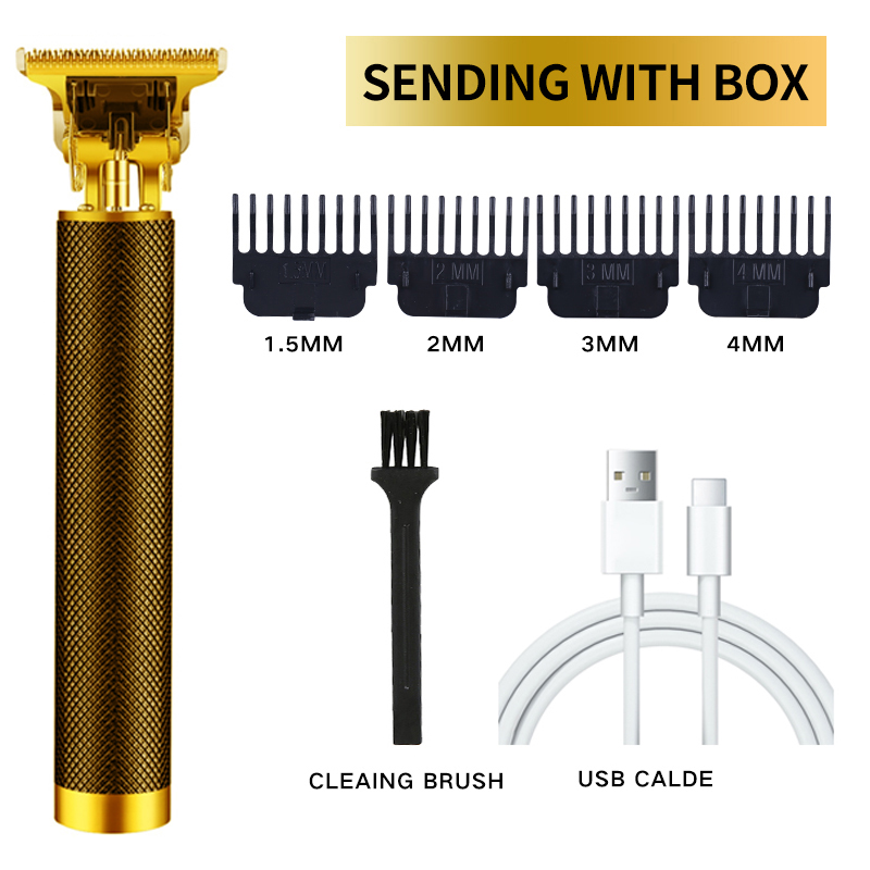 2022 hårtrimmer buddha shaver usb genopladelig hårbarberklipper ledningsfri skæremaskine barbering trådløs elektrisk barbermaskine mænd: Guld med kasse