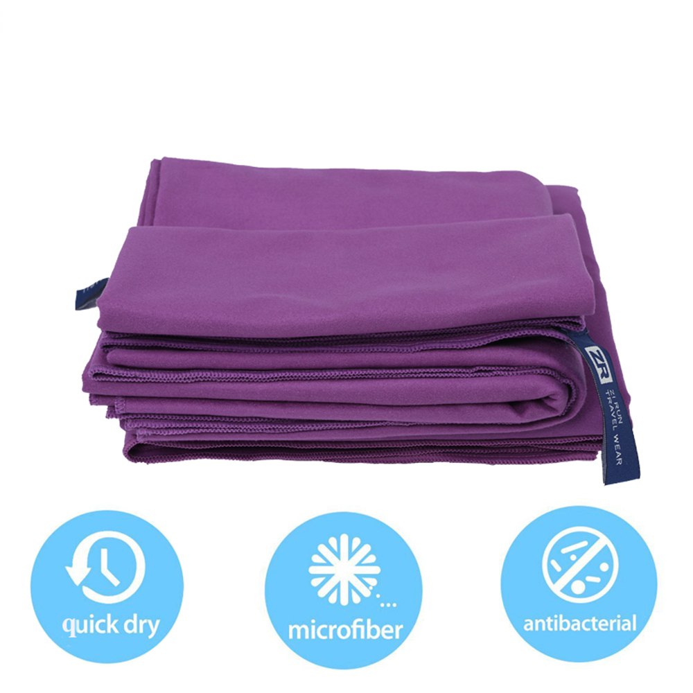 Zipsoft Beach towel Compressed Microfiber Quick-drying Towels Purple lightweight Baby Towel Yoga Mat Soft Antimicrobial