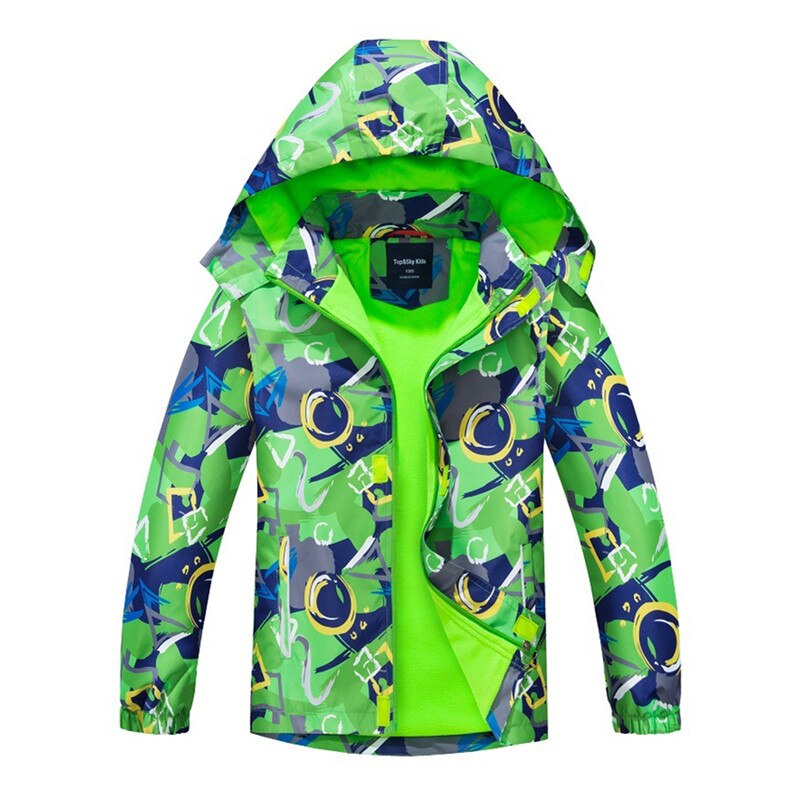 Veste chaude en velours pour grand garçon, imperméable, respirante, à capuche, coupe-vent, cardigan, veste réfléchissante d'extérieur: green / 150 height 150