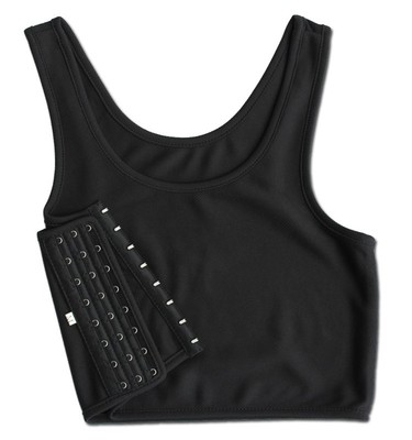 Women Breast Binder Transboy Lesbian Corset Trans Vest Summer Side Buckle Short Tank Top Underwear Shaper Bustier Chest Binder: M / black