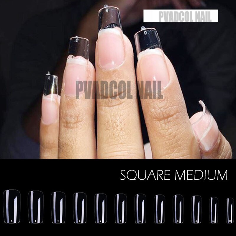 Gel X Nails Long Coffin Stiletto Full Cover Sculpted Extension System False Nail Tips 240pcs/bag: square medium