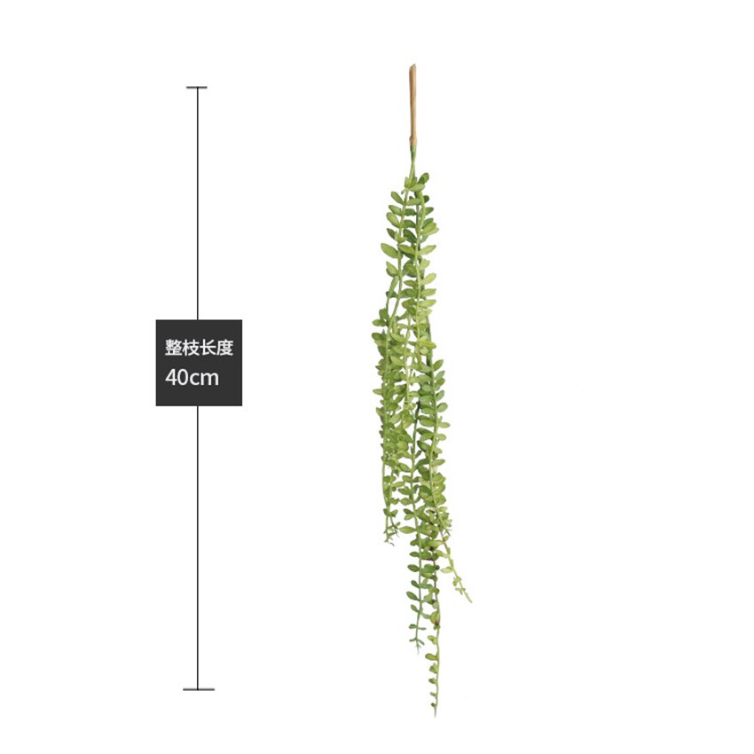 Kunstig blomst elsker tårer sukkulenter perler kjøttfulle grønne vintreet plast planter vegghengende råtnende hage hjem hotellinnredning: 40cm små