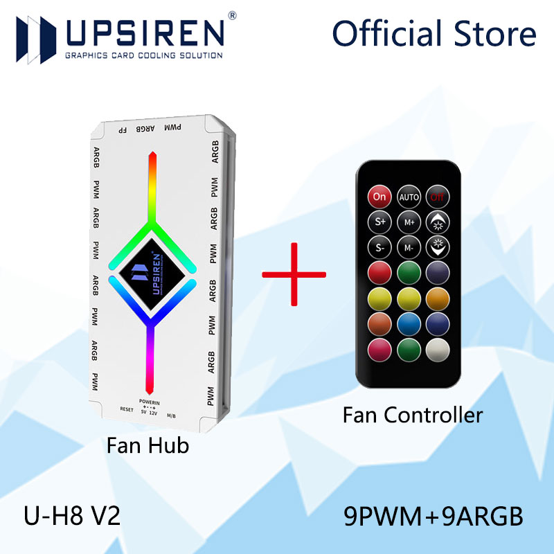 UPSIREN U-H8 5V 3PIN ARGB & 4PIN PWM HUB coque d'ordinateur ventilateur lumière fond synchrone magnétique avec télécommande