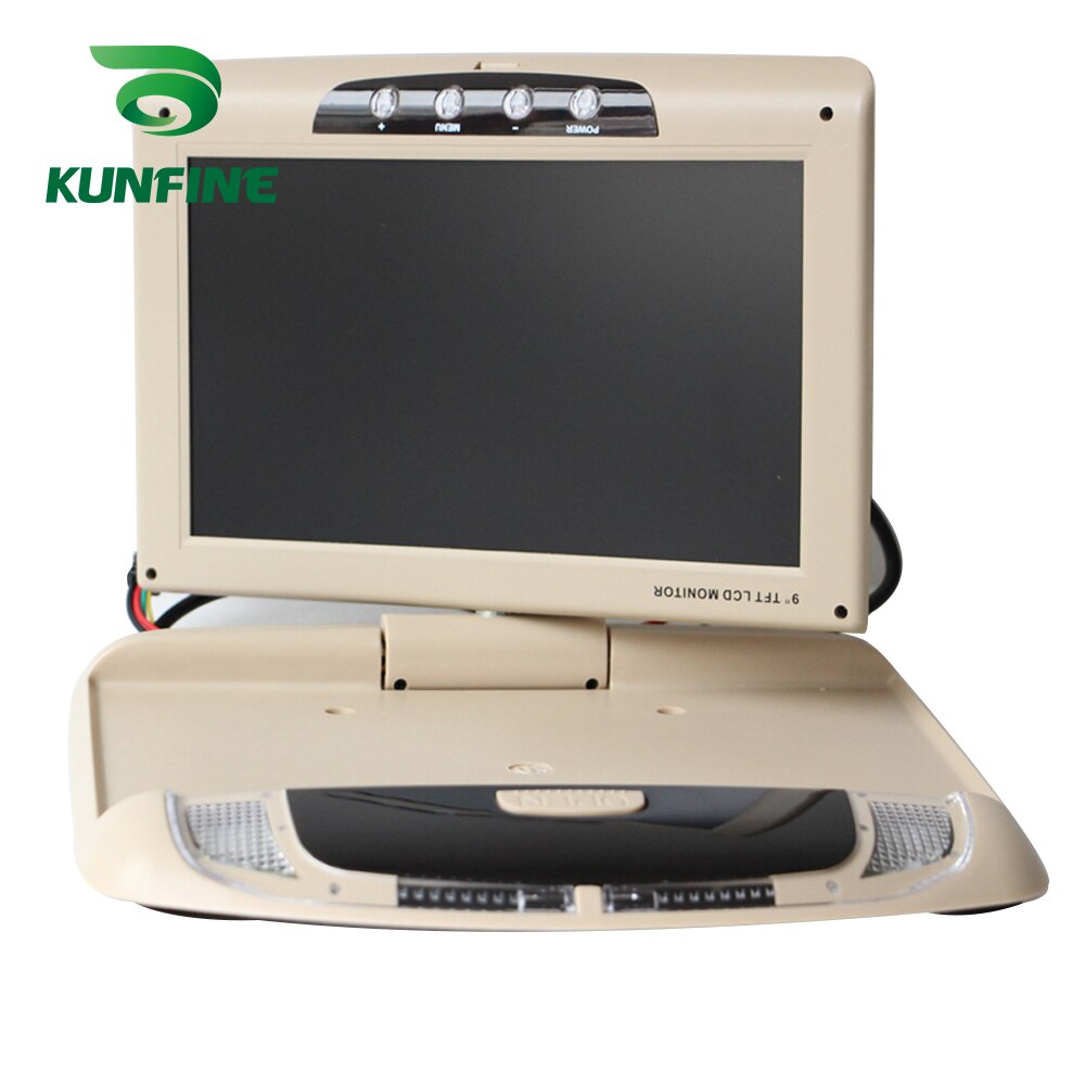 KUNFINE-Monitor de techo para coche, pantalla LCD abatible hacia abajo de 9 pulgadas, vídeo Multimedia, montaje en techo