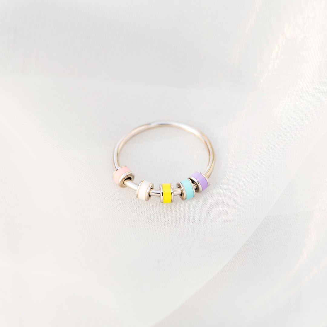 Dainty esmalte spinner fidget anéis para mulheres meninas anti estresse ansiedade grânulo anel liberação estresse retatable jóias presentes