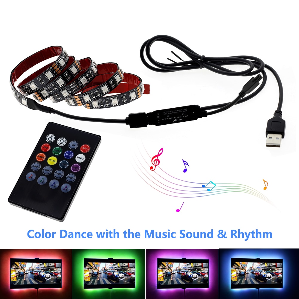 USB LED Strip 5050 RGB Changeable LED TV Background Lighting 50CM 1M 2M 3M 4M 5M DIY Flexible LED Light.