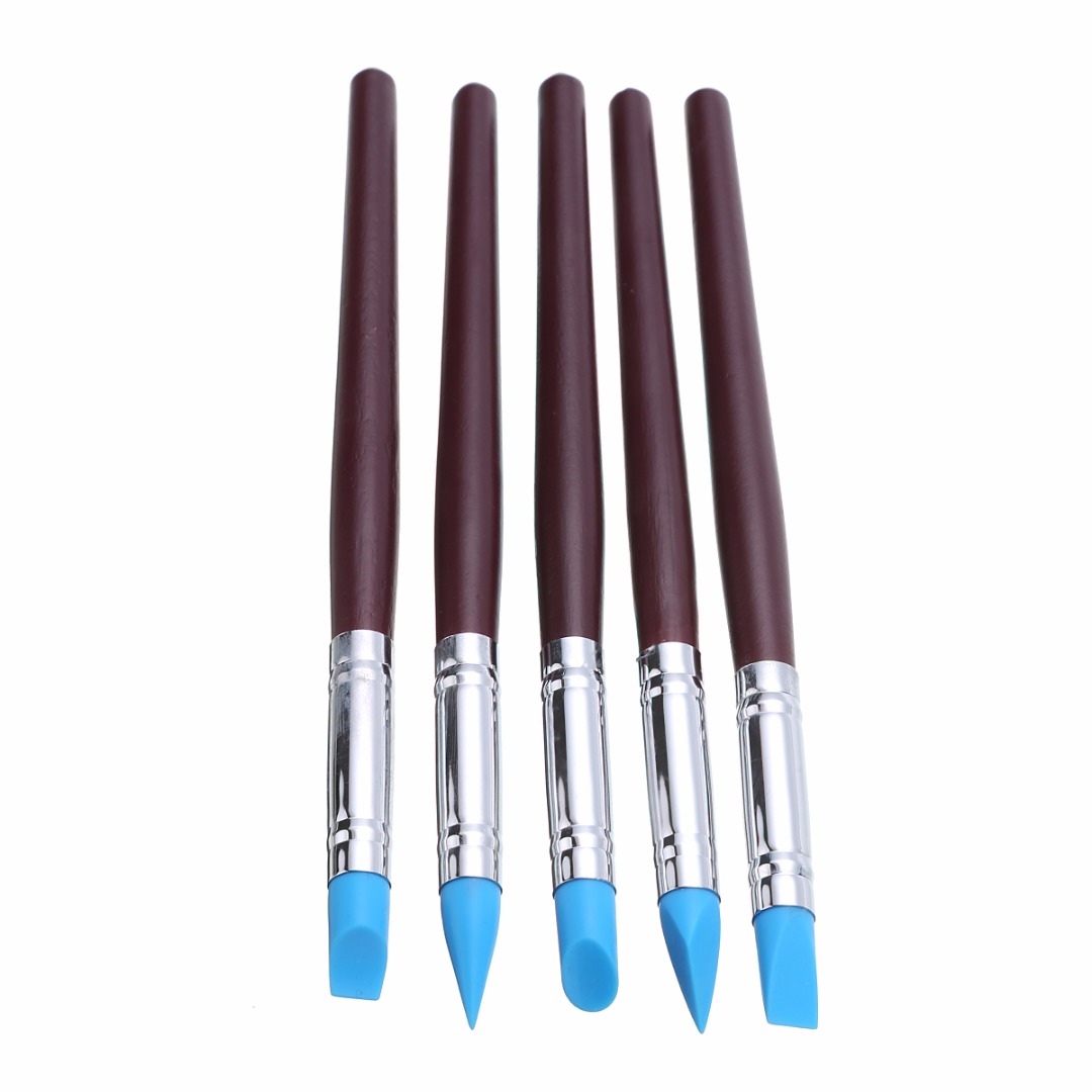 5pcs Soft Silicone Pottery Clay Tool Sculpting Polymer Modelling Shaper Tools For Hobby Craft