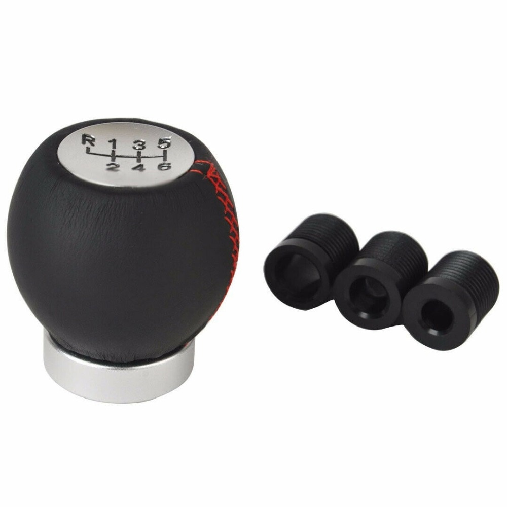 Universal 6 Speed Leather Metal Round Racing Manual Gear Shift Knob Fit For Toyota TRD
