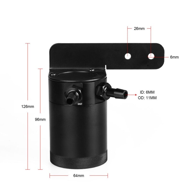 Olieholder dåse / luft-olie separator kit sort med slange til honda civic