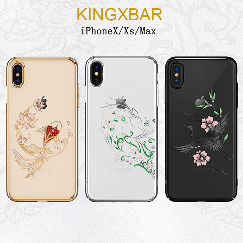 KINGXBAR Glitter Clear Slim Diamond Case For iPhone XS/XS Max/X 10 Back Cover Women Crystals Rhinestone Hard Shell Shockproof