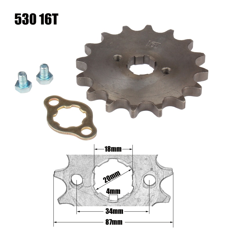 Voor Motor Tandwiel Ster 530 16T 20 Mm Voor 530 Ketting Met Locker Motorfiets Dirt Bike Pitbike Atv Quad onderdelen