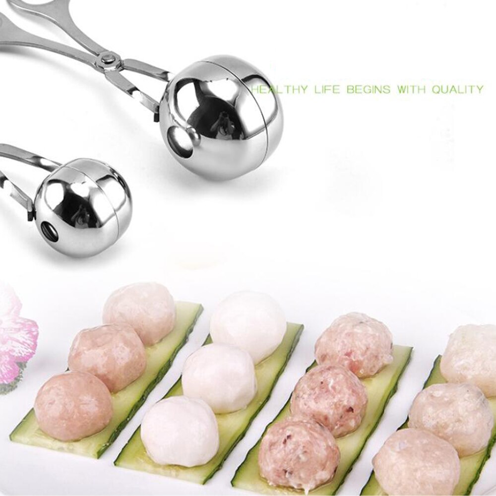 2 Sizes DIY Fish Meat Rice Ball Stainless Steel Maker Convenient Meatball Maker Stainless Steel Stuffed Meatball Clip 100gB
