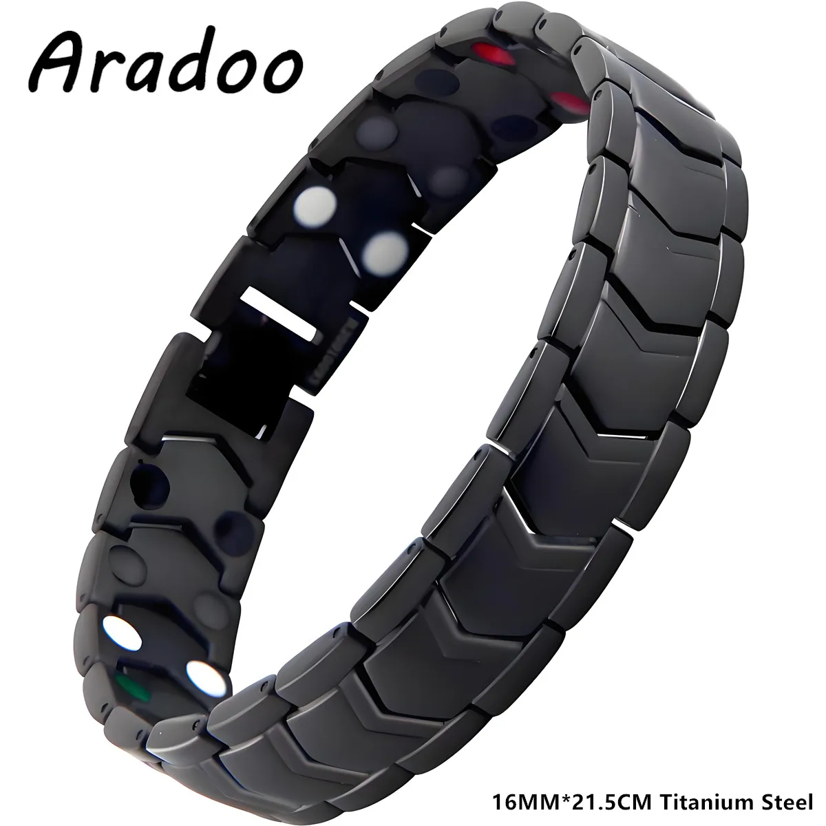 ARADOO Pulsera magnética de acero de titanio para hombres Pulsera de minerales de acero inoxidable de joyería: Marrón rojizo